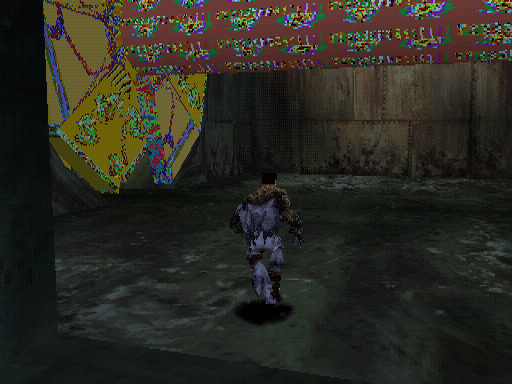 A texture not loading quickly enough, resulting in graphical glitches. A texture not loading quickly enough, resulting in graphical glitches.