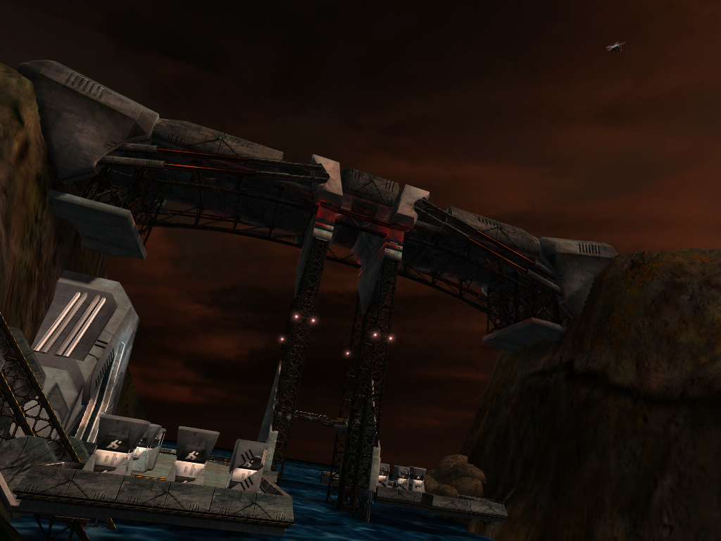 Bridge and the docks underneath it. Bridge and the docks underneath it.