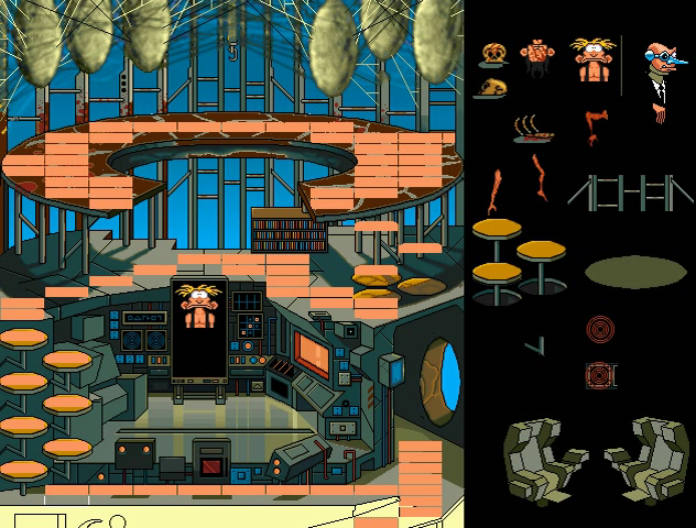 Upper part, with extra sprites on the right. Upper part, with extra sprites on the right.
