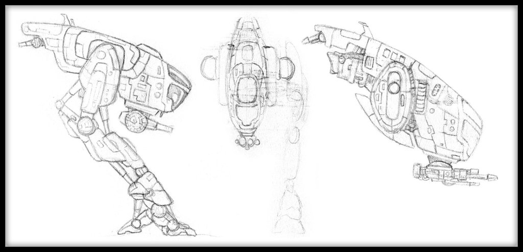 Concept art displaying the cut Walker Mech.