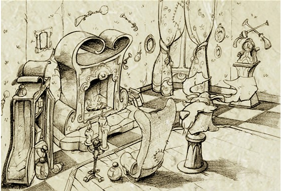 Concept art of Razoff's mansion. Concept art of Razoff's mansion.