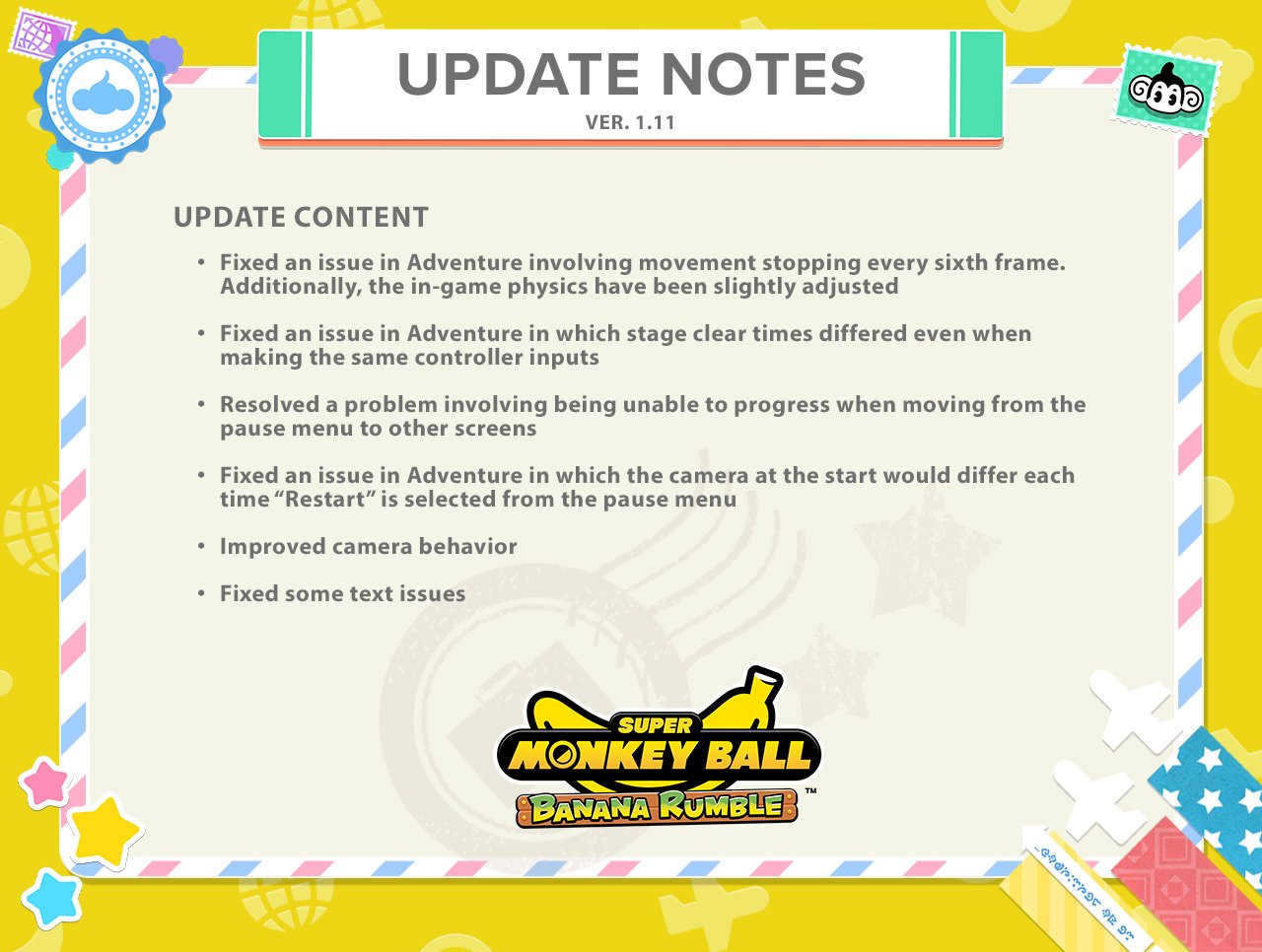 Official Version 1.11 patch notes