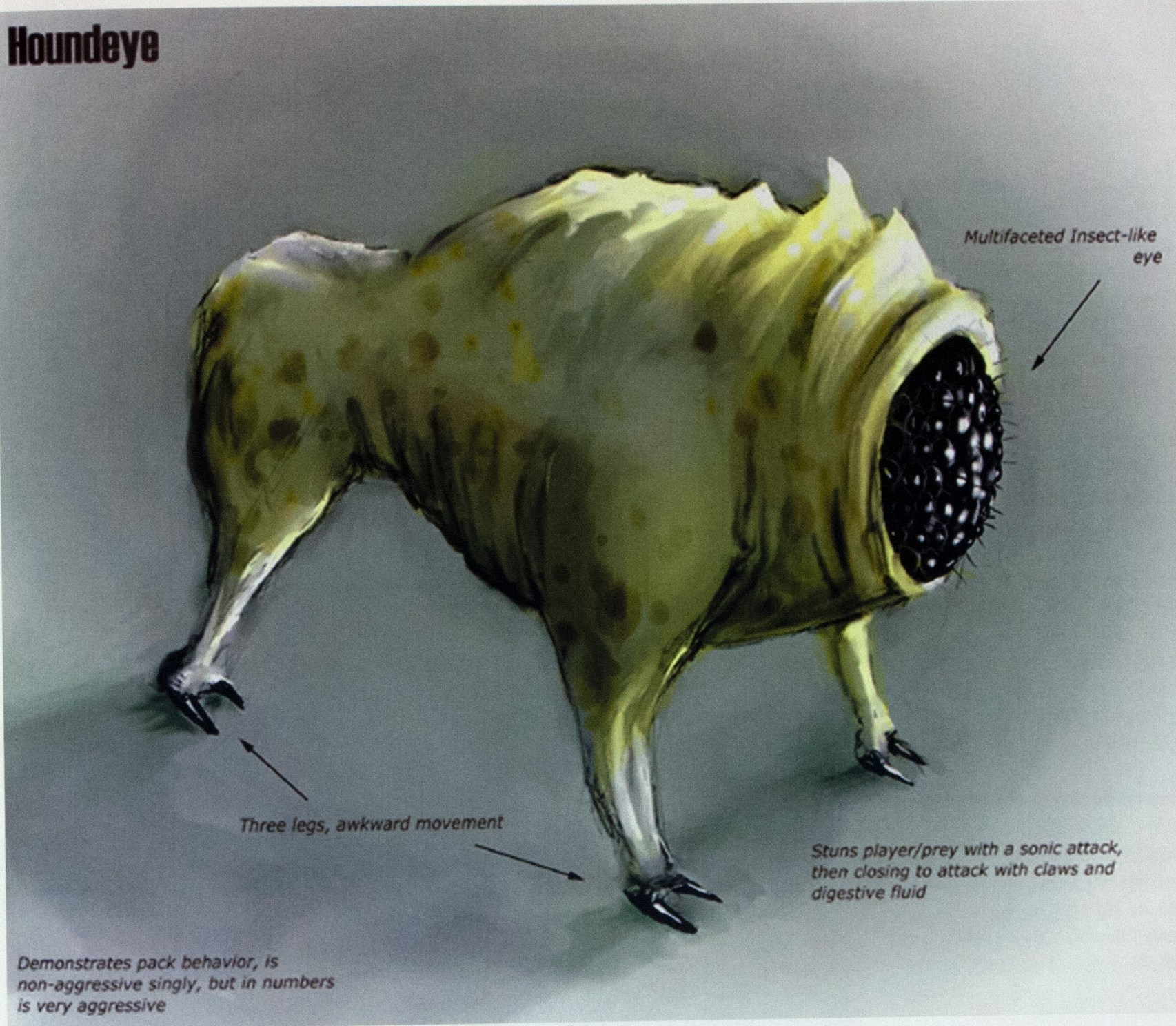 The 1997 prototype's Houndeye design seems to be based off of this concept art.