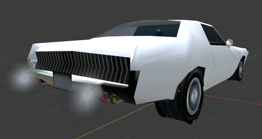 Rear quarters view of the model.