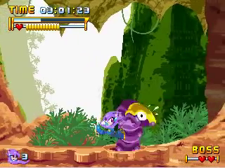 The Serpentine (Hunter Snake in the final game) had a health bar to the bottom-right of the screen that would decrease every time it's hit directly.