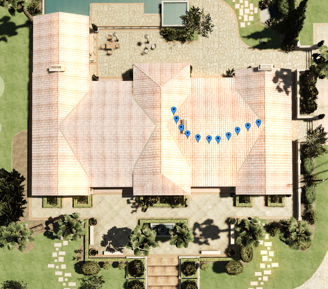 The positions rendered in-game. (Each blue marker is a position.) The positions rendered in-game. (Each blue marker is a position.)