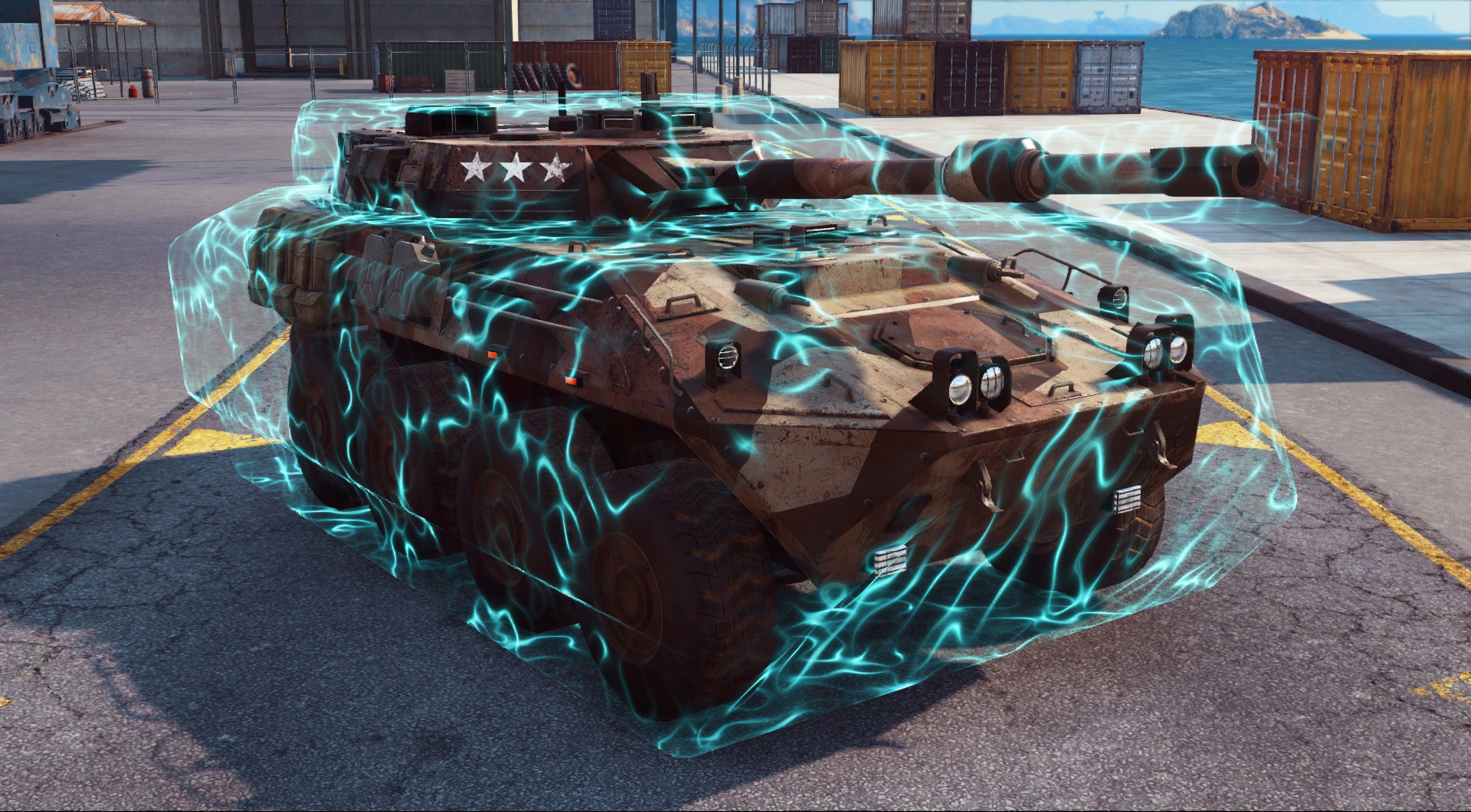 Front view of the shielded CS Odjur.