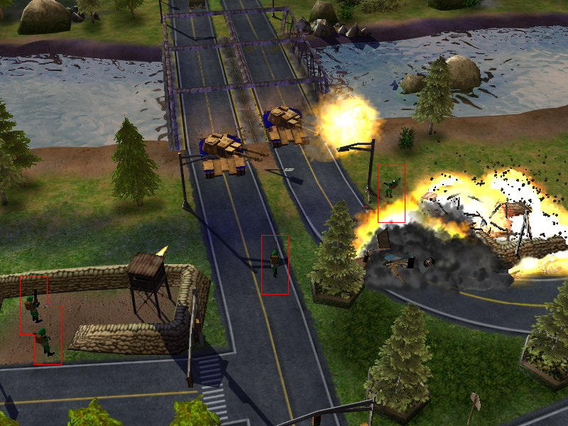 A screenshot showing the Footmen units who use a model identical to Cmdo-Skin but with a different texture. A screenshot showing the Footmen units who use a model identical to Cmdo-Skin but with a different texture.