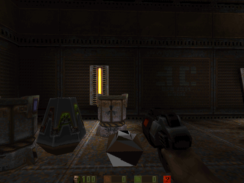 The Mines ammo as an item in Q2Test. Nuke ammo is beside it. Explobarrels for scale.