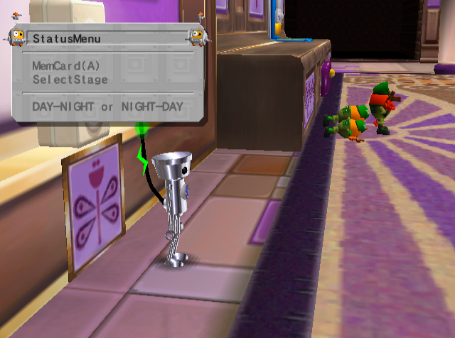 The main debug menu, with the option to end the day or night.