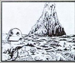 A dome shaped building overlooking a tall mountain. A dome shaped building overlooking a tall mountain.